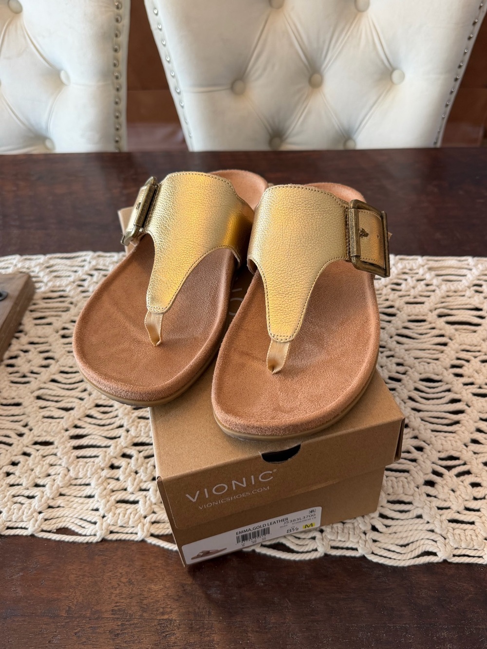 Vionic Emma Sandals - Gold Leather - 8 1/2